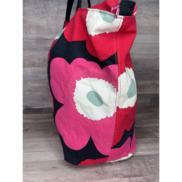 Marimekko red pink poppy floral canvas bag Breast Cancer Awareness Tote - Picture 5 of 12